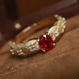 14k Gold 0.46 Ctw Natural Ruby & Diamond Ring