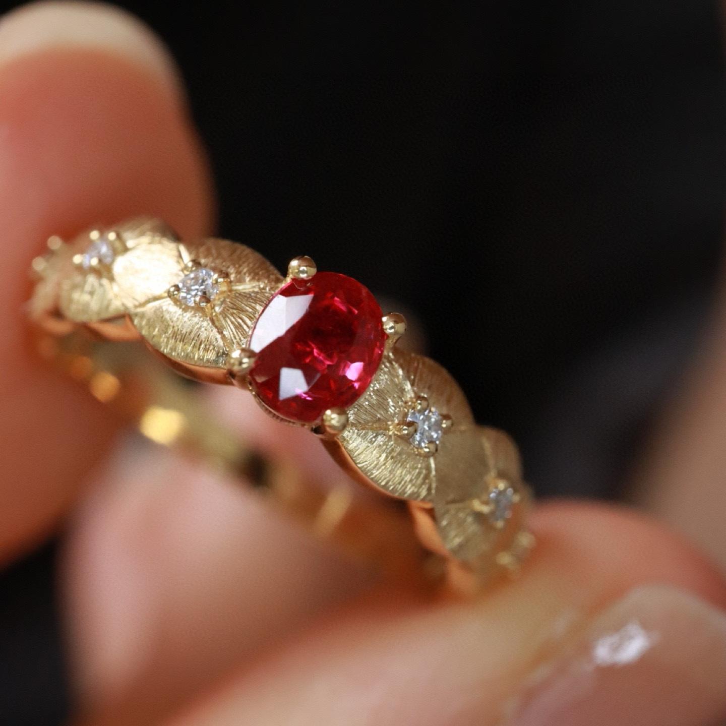 14k Gold 0.46 Ctw Natural Ruby & Diamond Ring