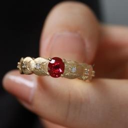 14k Gold 0.46 Ctw Natural Ruby & Diamond Ring