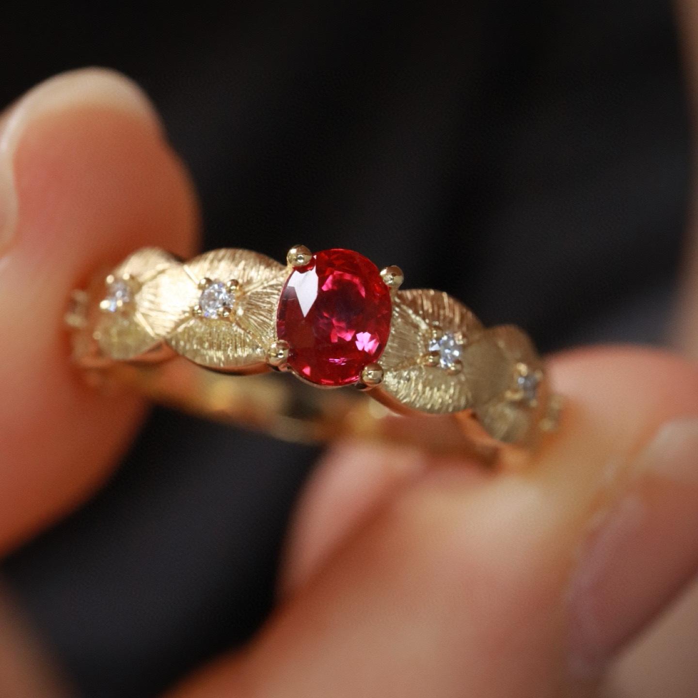 14k Gold 0.46 Ctw Natural Ruby & Diamond Ring