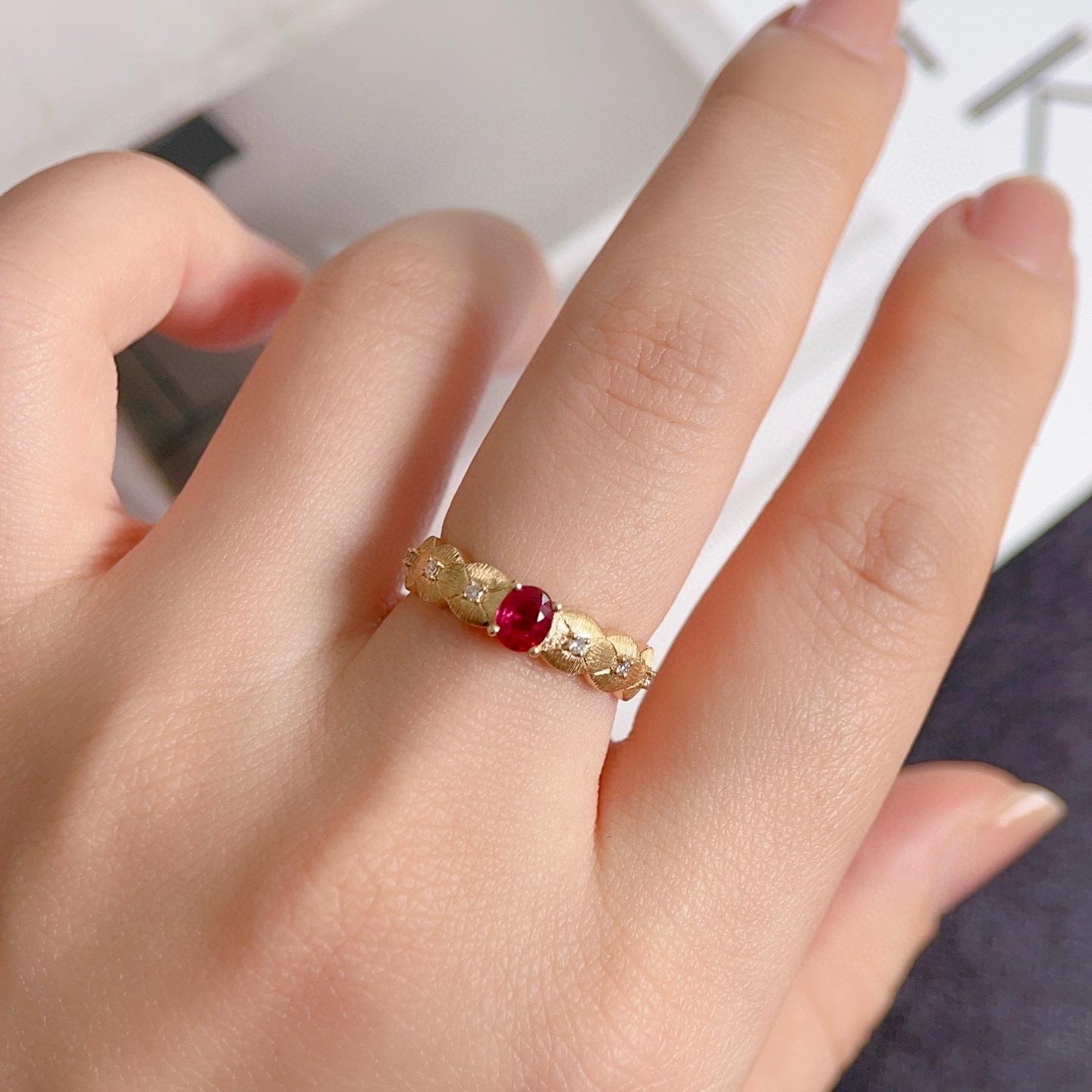 14k Gold 0.46 Ctw Natural Ruby & Diamond Ring