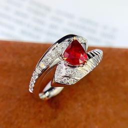 14k Gold 0.68 Ct Vivid Red Natural Ruby & Diamond Ring