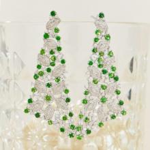 14k Gold 3.30 Ct Natural Tsavorite & Diamond Earrings