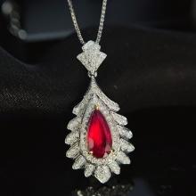 14k Gold 1.41 Ctw Natural Ruby & Diamond Pendant( Without Chain )