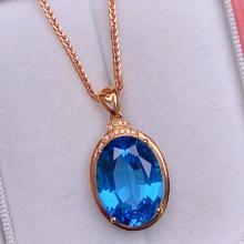 14k Gold 9.63 Ctw Natural Topaz & Diamond Pendant( Without Chain )