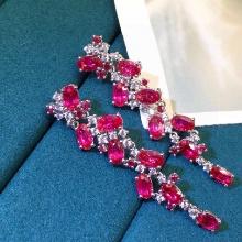 14k Gold 5.58 Ctw Natural Ruby & Sapphire Earrings