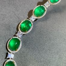 14k Gold 14.21 Ctw Vivid Green Natural Emerald & Sapphire Bracelet