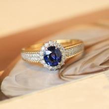 14k Gold 1.87 Ctw Natural Sapphire & Diamond Ring