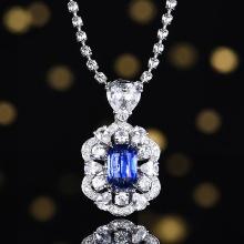 14k Gold 1.09 Ctw Natural Sapphire & Diamond Pendant( Without Chain )