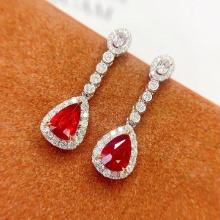 14k Gold 2.4 Ct Natural Ruby & Diamond Earrings