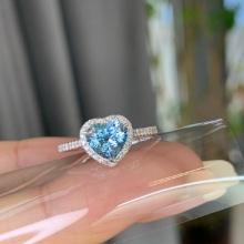 14k Gold 1.16 Ctw Natural Aquamarine & Diamond Ring