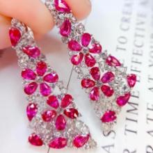 14k Gold 12.6 Ct Natural Ruby & Diamond Earrings