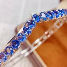 14k Gold 7.68 Ct Natural Sapphire & Diamond Bangle