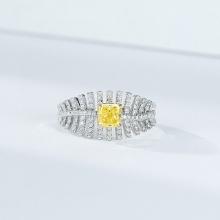 14k Gold 1.14 Ctw Natural Yellow Diamond & Diamond Ring
