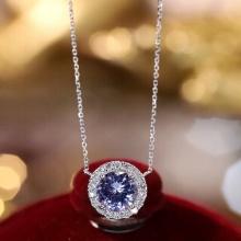 14k Gold 0.98 Ctw Natural Tanzanite & Diamond Necklace
