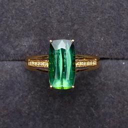 14k Gold 2.4 Ct Natural Tourmaline & Diamond Ring