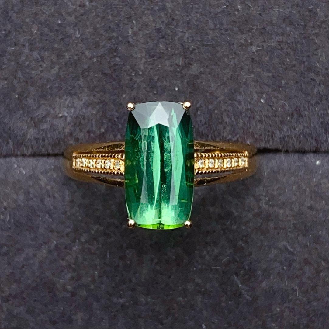 14k Gold 2.4 Ct Natural Tourmaline & Diamond Ring