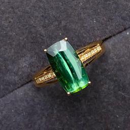 14k Gold 2.4 Ct Natural Tourmaline & Diamond Ring
