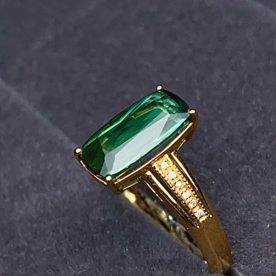 14k Gold 2.4 Ct Natural Tourmaline & Diamond Ring