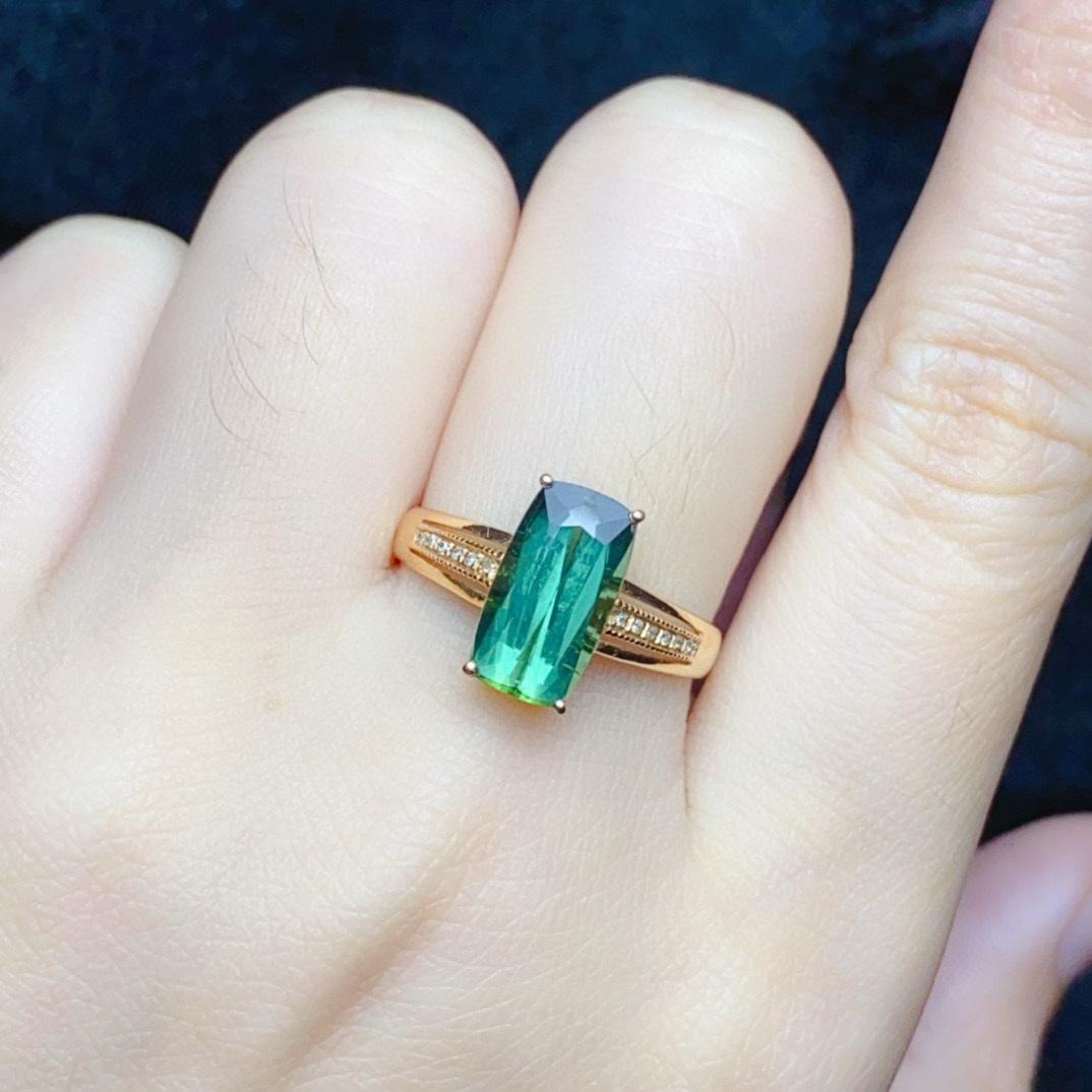 14k Gold 2.4 Ct Natural Tourmaline & Diamond Ring