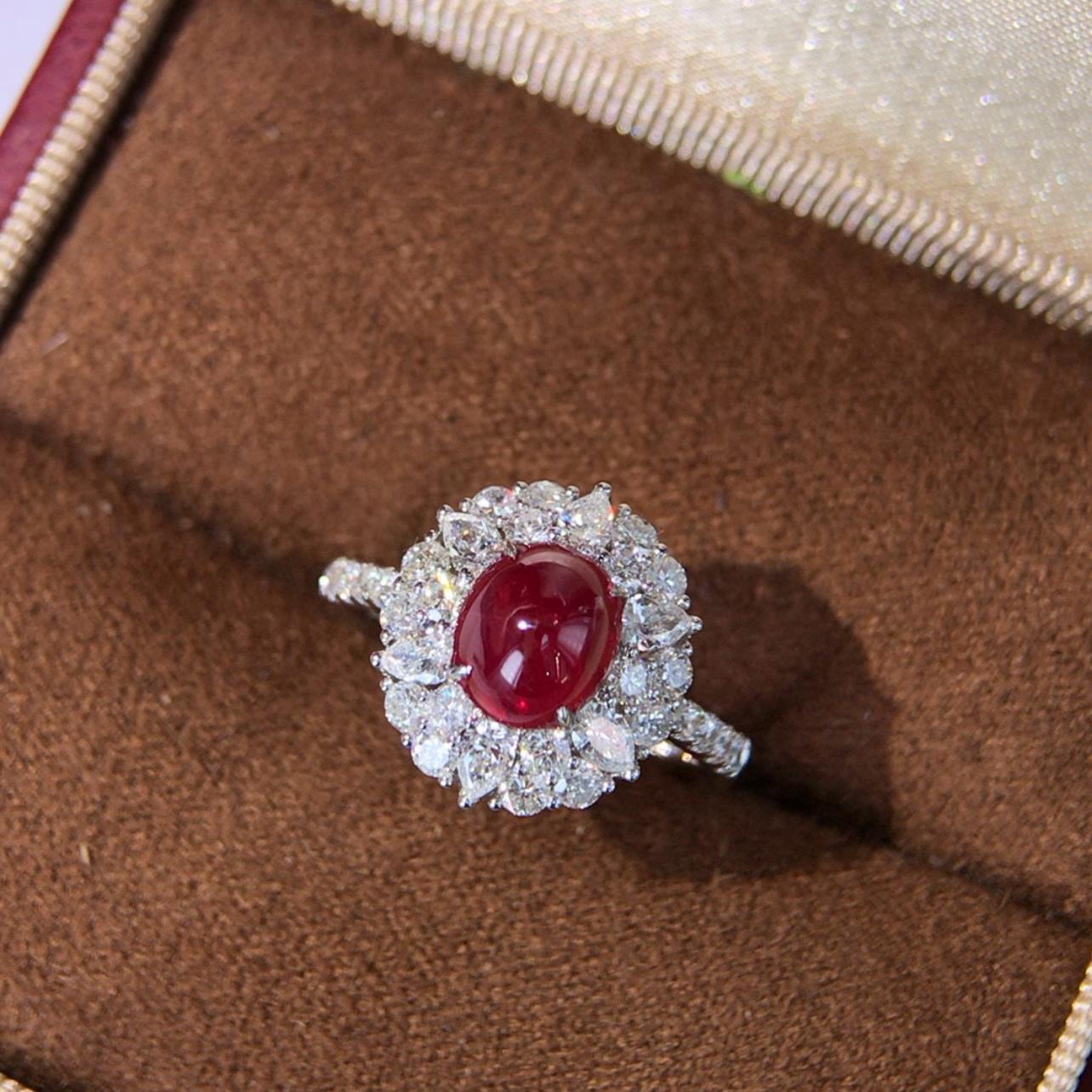 14k Gold 3.13 Ctw Natural Ruby & Diamond Ring