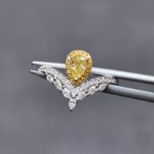 14k Gold 0.71 Ctw Natural Yellow Diamond & Diamond Ring