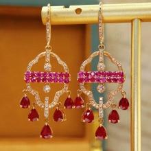 14k Gold 3.22 Ctw Natural Ruby & Ruby Earrings