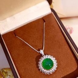 14k Gold 9.61 Ctw Natural Emerald & Diamond Pendant( Without Chain )