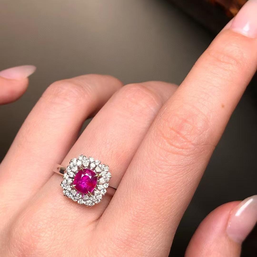 14k Gold 1.76 Ctw Natural Ruby & Diamond Ring