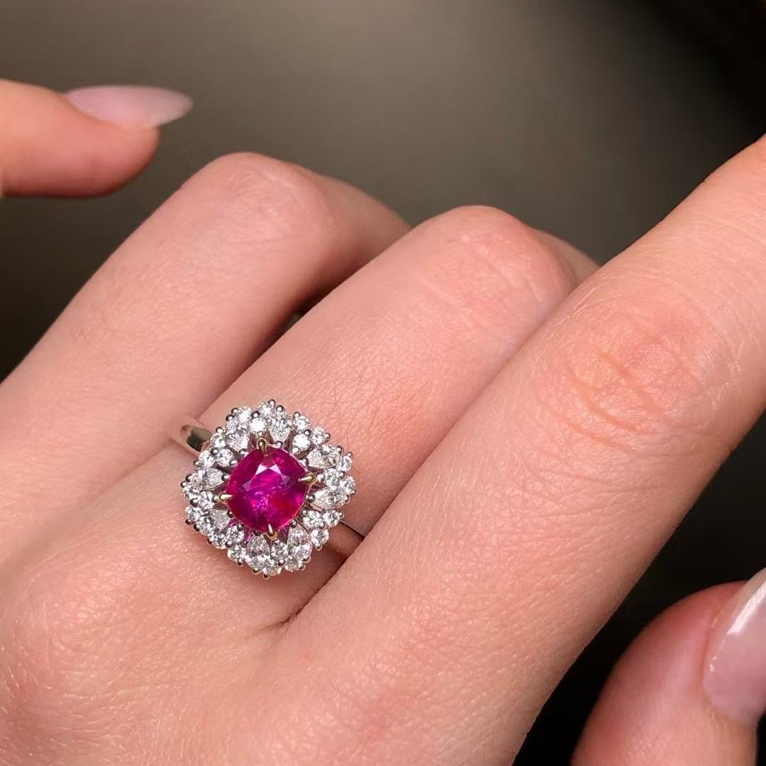 14k Gold 1.76 Ctw Natural Ruby & Diamond Ring