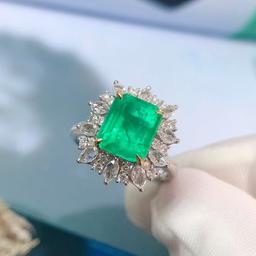 14k Gold 3.74 Ctw Natural Emerald & Diamond Ring/pendant( Without Chain )