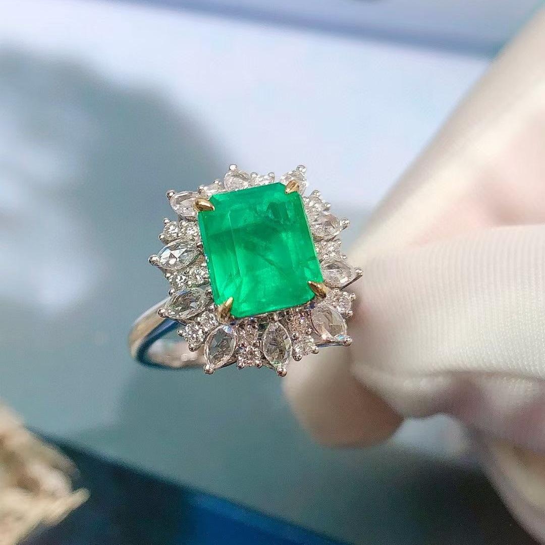 14k Gold 3.74 Ctw Natural Emerald & Diamond Ring/pendant( Without Chain )