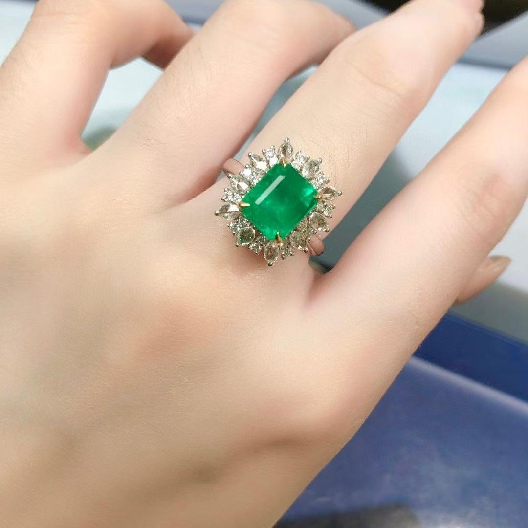 14k Gold 3.74 Ctw Natural Emerald & Diamond Ring/pendant( Without Chain )
