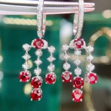 14k Gold 2.70 Ct Natural Ruby & Diamond Earrings