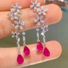 14k Gold 2.35 Ct Natural Ruby & Diamond Earrings