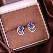 14k Gold 1.81 Ctw Natural Sapphire & Diamond Earrings