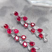 14k Gold 3 Ct Natural Ruby & Sapphire Earrings