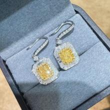 14k Gold 2.14 Ctw Natural Yellow Diamond & Diamond Earrings