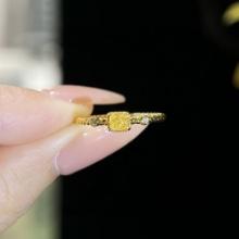 14k Gold 0.22 Ctw Natural Yellow Diamond & Diamond Ring
