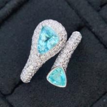 14k Gold 1.5 Ct Natural Paraiba Tourmaline & Diamond Ring