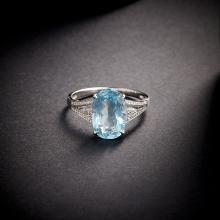 14k Gold 3.3 Ctw Natural Aquamarine & Diamond Ring