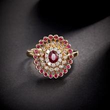 14k Gold 0.71 Ctw Natural Ruby & Diamond Ring