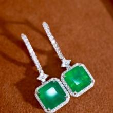 14k Gold 5.23 Ctw Natural Emerald & Diamond Earrings