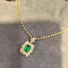 14k Gold 1.20 Ctw Vivid Green Natural Emerald & Diamond Pendant( Without Chain )