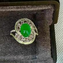14k Gold 2.60 Ct Vivid Green Natural Emerald & Sapphire & Tsavorite & Diamond Ring