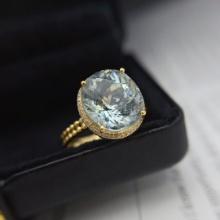 14k Gold 5.50 Ct Natural Aquamarine & Diamond Ring