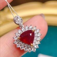 14k Gold 2.19 Ctw Natural Ruby & Diamond Pendant( Without Chain )