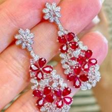 14k Gold 4.5 Ct Natural Ruby & Diamond Earrings