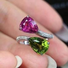 14k Gold 5.32 Ctw Natural Tourmaline & Diamond & Toi Et Moi Ring