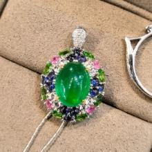 14k Gold 4.65 Ctw Vivid Green Natural Emerald & Diamond Ring/pendant( Without Chain )